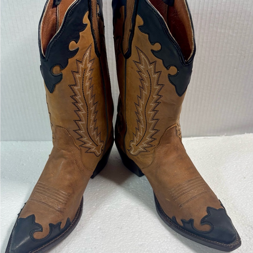 Nocona Boots Men's and women’s Tan and Black Western Boots.